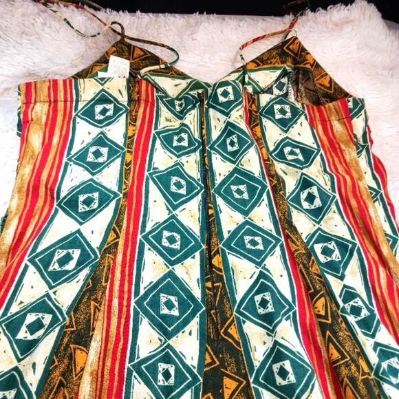 Calvin Klein Boho Maxi Dress Multi-Colored Tribal Geometric Print. Womans Medium - Picture 10 of 12